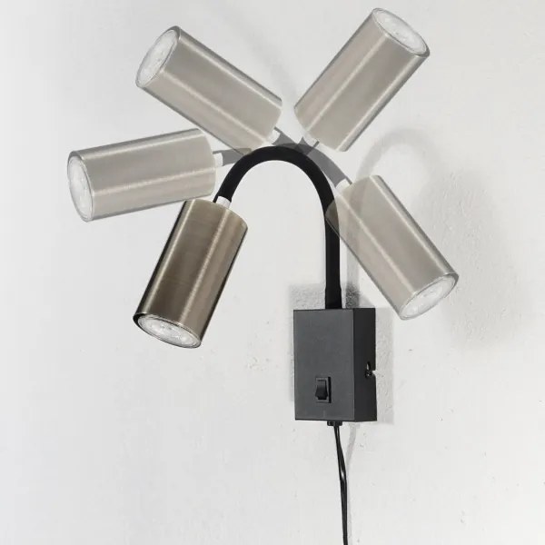 Lampă de perete flexibilă ROBBY 1xGU10/25W/230V neagră/alamă Globo 57911WM