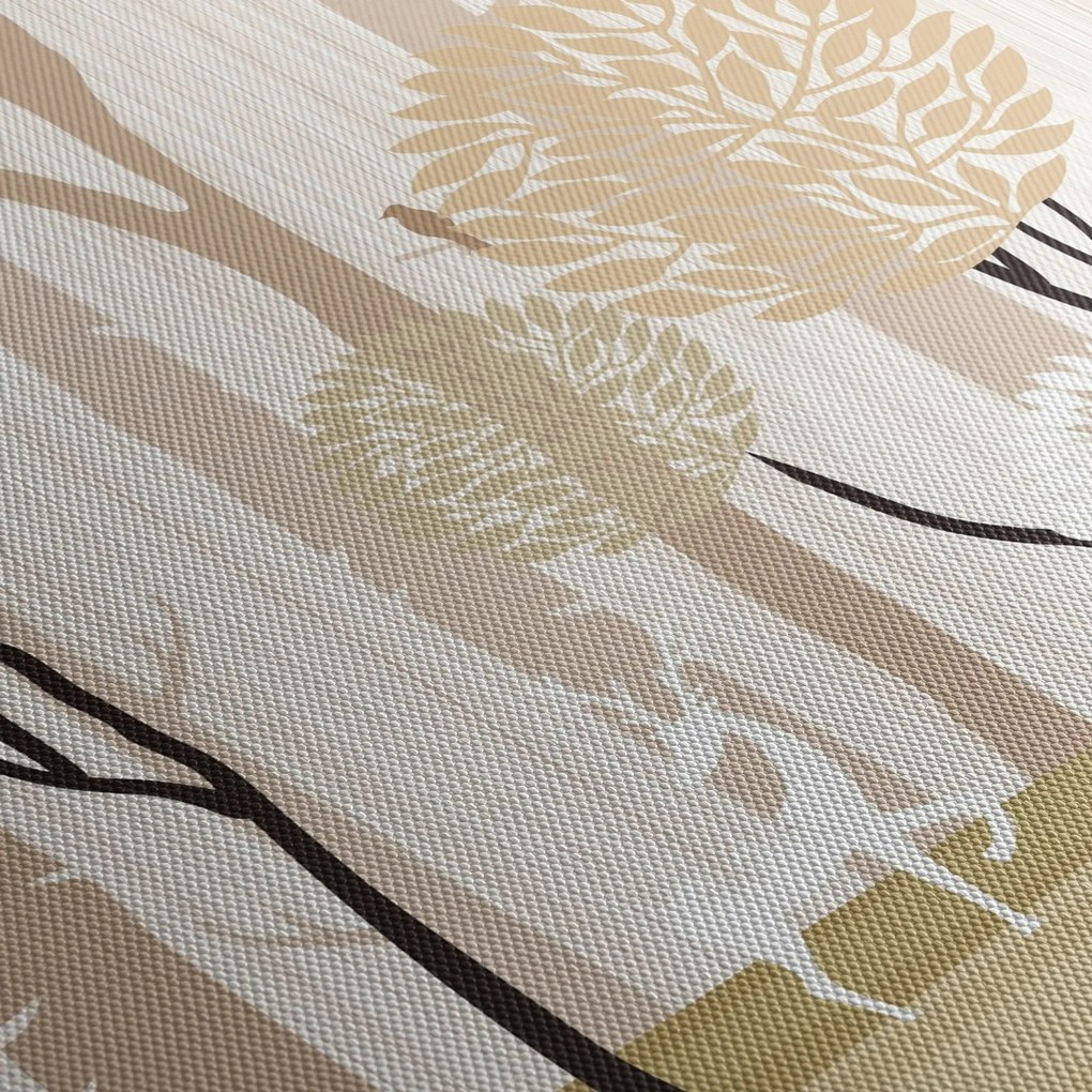 Tablou - Pădure ilustrată (cu ceas) (90x30 cm)