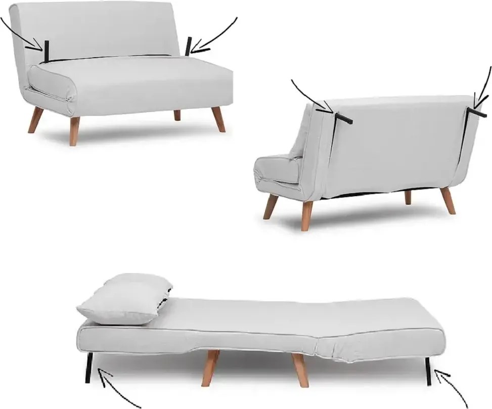 Canapea extensibilă 2 locuri modernă 120x85x80 cm – stofă, bej-gri – Sidney