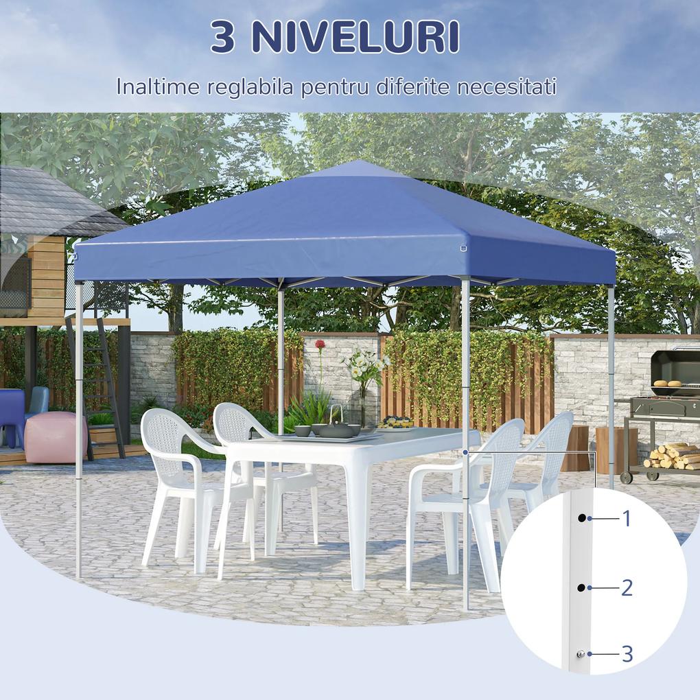 Outsunny Pavilion Pliabil Impermeabil cu Accesorii Incluse, Material Oxford Durabil, Albastru, 2.45x2.45x2.45m | Aosom Romania