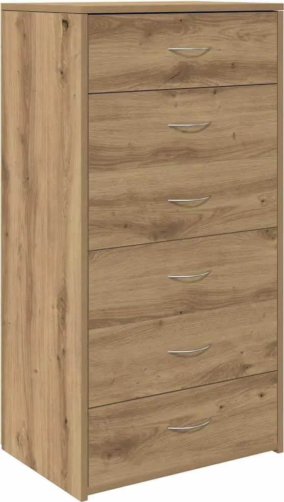 vidaXL Servantă cu 6 sertare, Stejar artizanal, 50 x 34 x 96 cm, PAL
