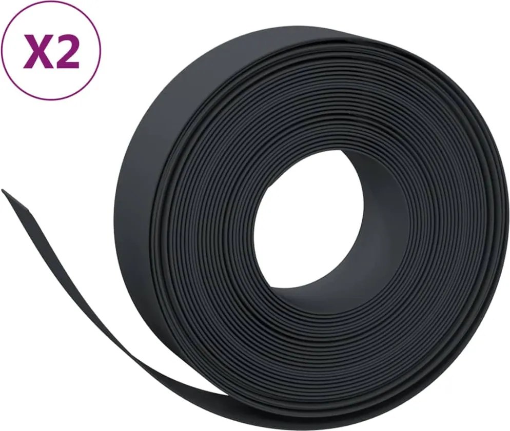 vidaXL Borduri de grădină, 2 buc, negru, 10 m 15 cm, polietilenă