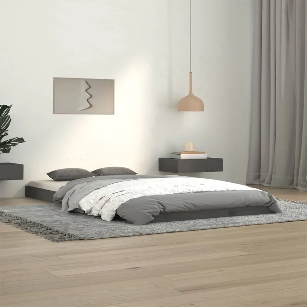 823456 vidaXL Cadru de pat, gri, 100x200 cm, lemn masiv de pin