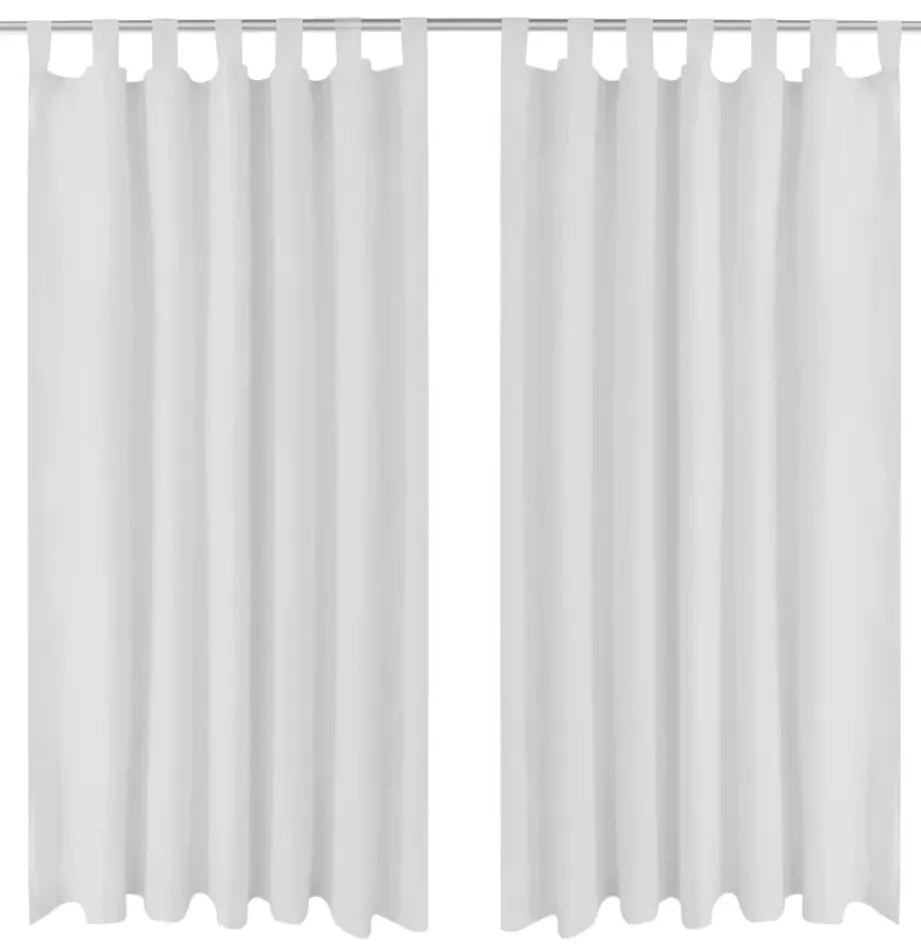 Draperii micro-satin cu bride, 140 x 175 cm, alb, 2 buc.