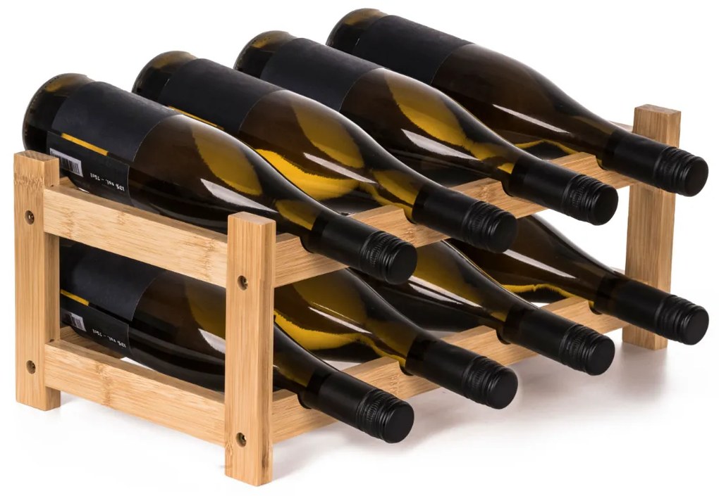 Raft pentruvinuri G21 din bambus, 8 sticle, S