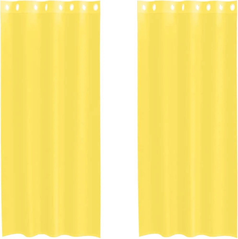 vidaXL Perdele Voile cu Oelii 2 buc Galben