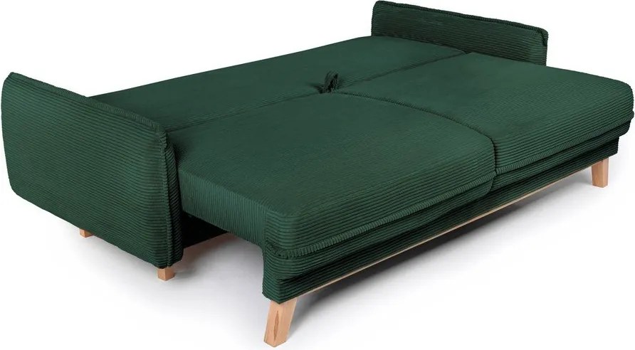 Canapea verde-închis extensibilă/cu spațiu de depozitare cu tapițerie din catifea reiată 218 cm Tori – Bonami Selection