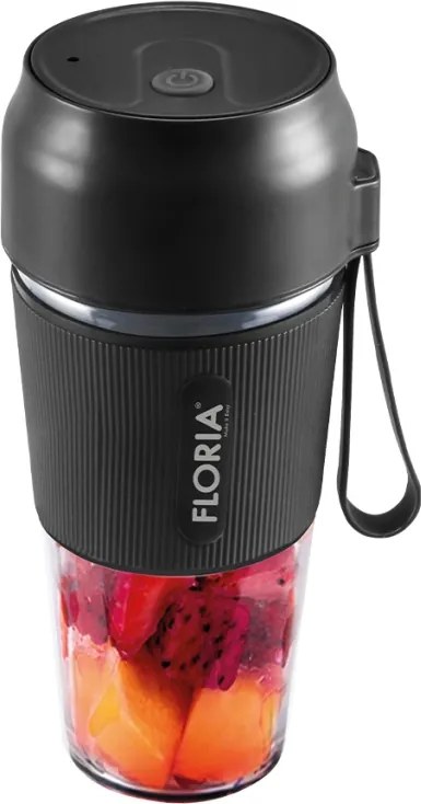 Blender portabil Floria ZLN1719 pentru suc reincarcabil, Capacitate 300 ml, Putere 50W, Lame din otel inoxidabil, Negru