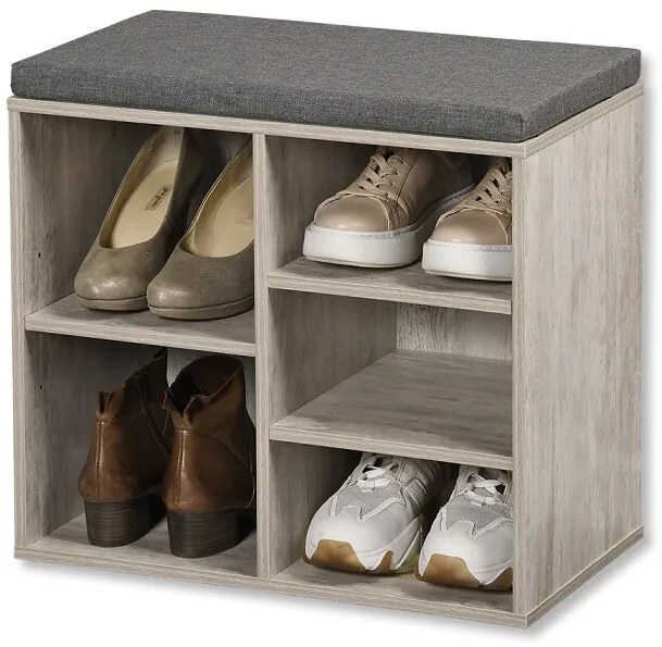 Kesper 15911 Suport pentru pantofi cu scaun, griși alb, 51,5 x 48 x 29,5 cm