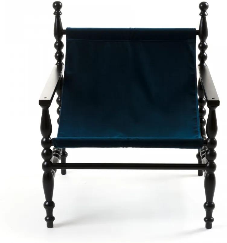Scaun cu cadru din lemn negru Heritage Blue Seletti