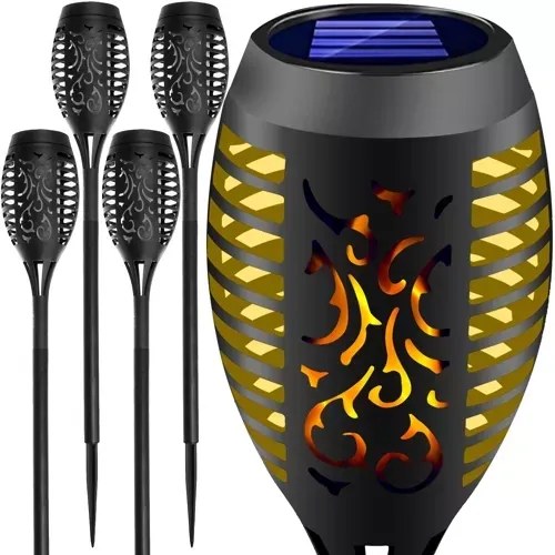 Set de 4 lămpi solare LED cu efect de flacără aprinsă
