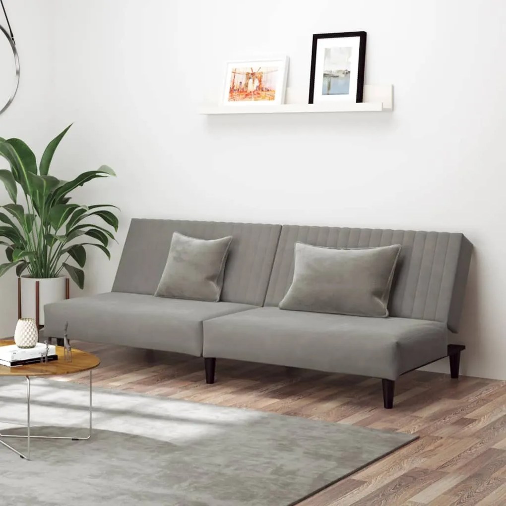 337639 vidaXL Canapea extensibilă cu 2 locuri, gri deschis, catifea