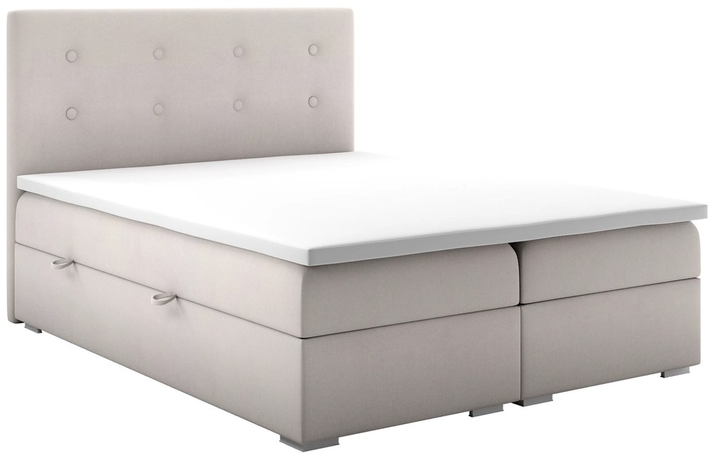 Pat matrimonial Boxspring 140 cm Rinoletto (bej) (cu sp. depozitare). 1044313