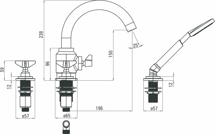 Temisto baterie cada cu montaj pe cada finisaj bronz / antichizat BQTM14D