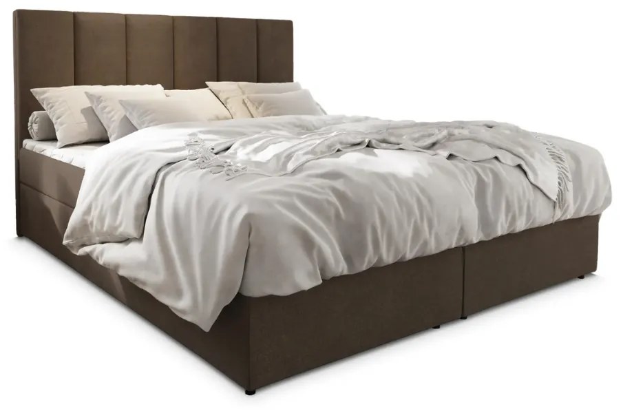 Pat boxspring tapitat MERALIS 140x200 cm maro Saltea: Matrace Bonell pružinová