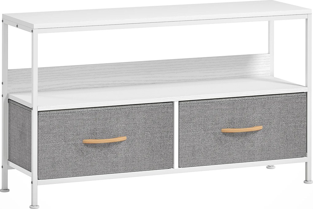 HOMCOM Mobilier TV pentru 47" cu Sertare Pliabile din Material Textil și Raft din Metal și MDF, 98x29x56 cm, Negru | Aosom Romania