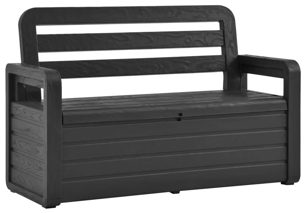 315637 vidaXL Bancă de grădină cu depozitare, antracit, 132,5 cm, plastic