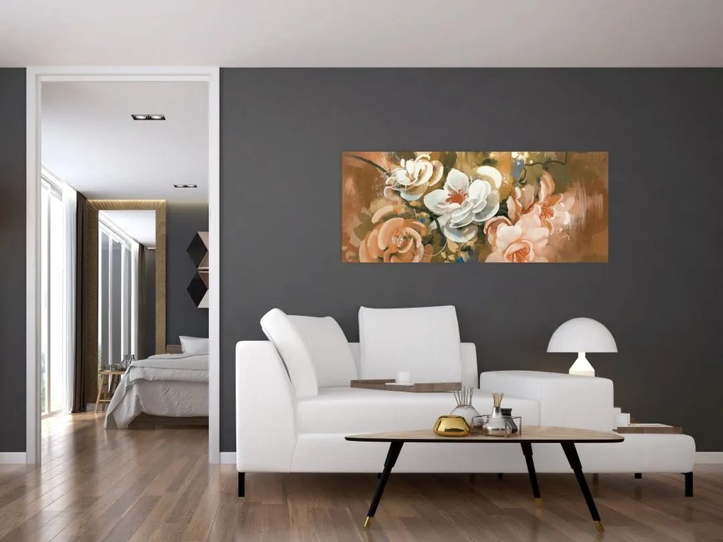 Tablou -Buchet de flori pictat (120x50 cm)