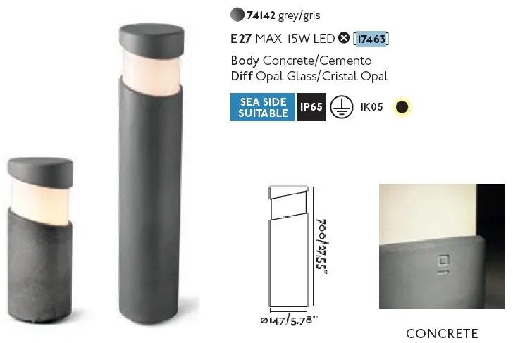 Stalp iluminat exterior design modern IP65 BLOCK