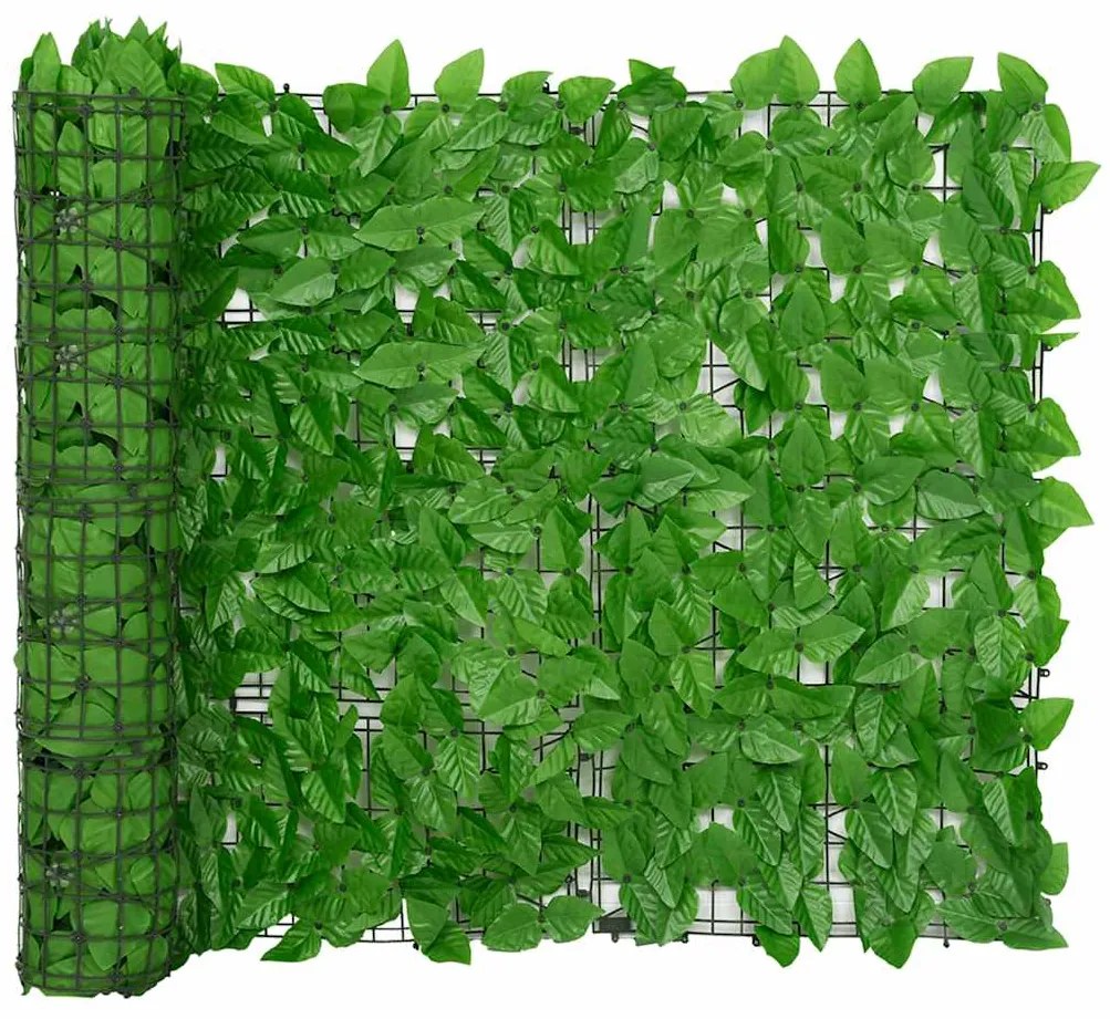 vidaXL Paravan de balcon, frunze verzi, 400x100 cm