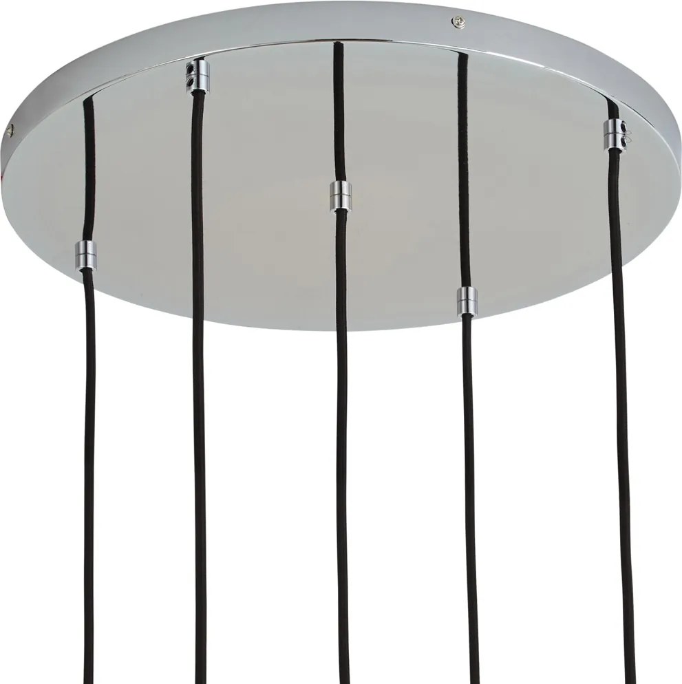 Lampă suspendată de designer cromată cu sticlă striată cu 5 lumini - Walcott
