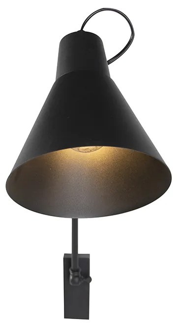 Lampa de perete de design neagră reglabilă - Luna