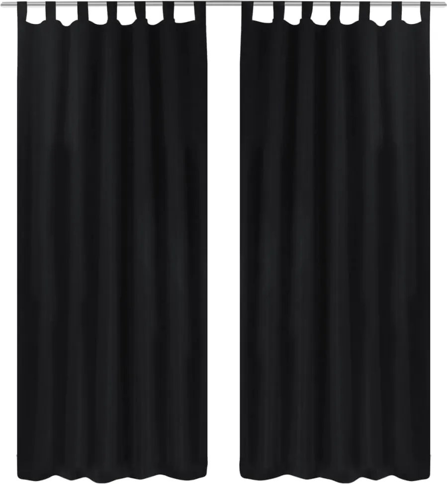 vidaXL Draperii micro-satin cu bride, 2 buc, 140 x 225 cm, negru
