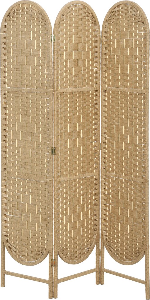 HOMCOM Paravan de Interior Pliabil cu 3 Panouri, 120x170 cm, Stil Boem, din Hârtie și Lemn de Pin, Culoare Lemn | Aosom Romania
