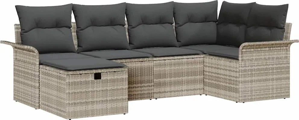 vidaXL Set de canapele pentru grădină cu pernă 6 pcs Rattan poli