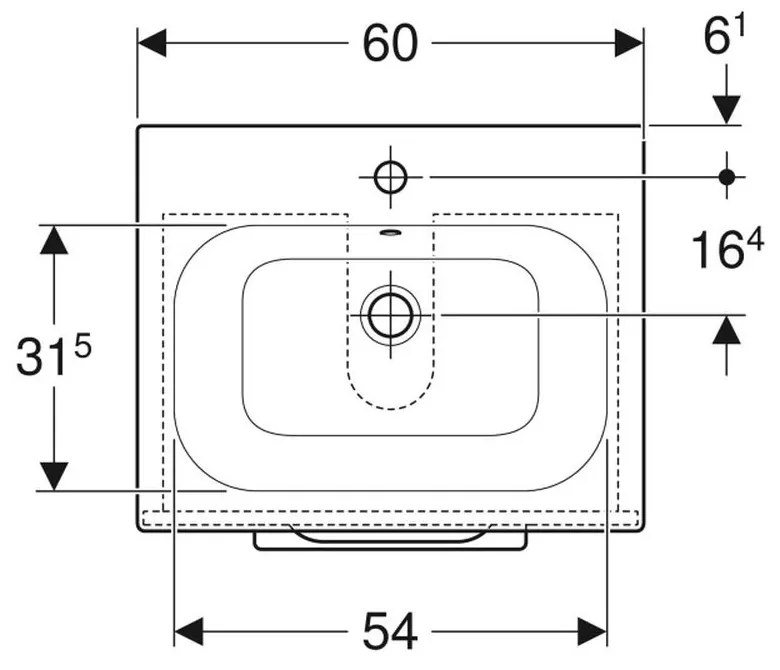 Set dulap baie cu lavoar incastrat Geberit Selnova Square, 60 cm, nuc inchis Nuc inchis