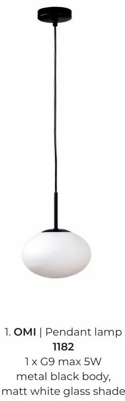 Lustra suspendata moderna Omi negru, 20cm