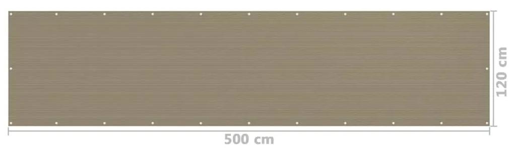 Paravan de balcon, gri taupe, 120x500 cm, HDPE Gri taupe, 120 x 500 cm