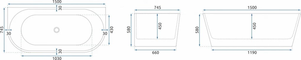 Cada din acril OLIMPIA 150cm