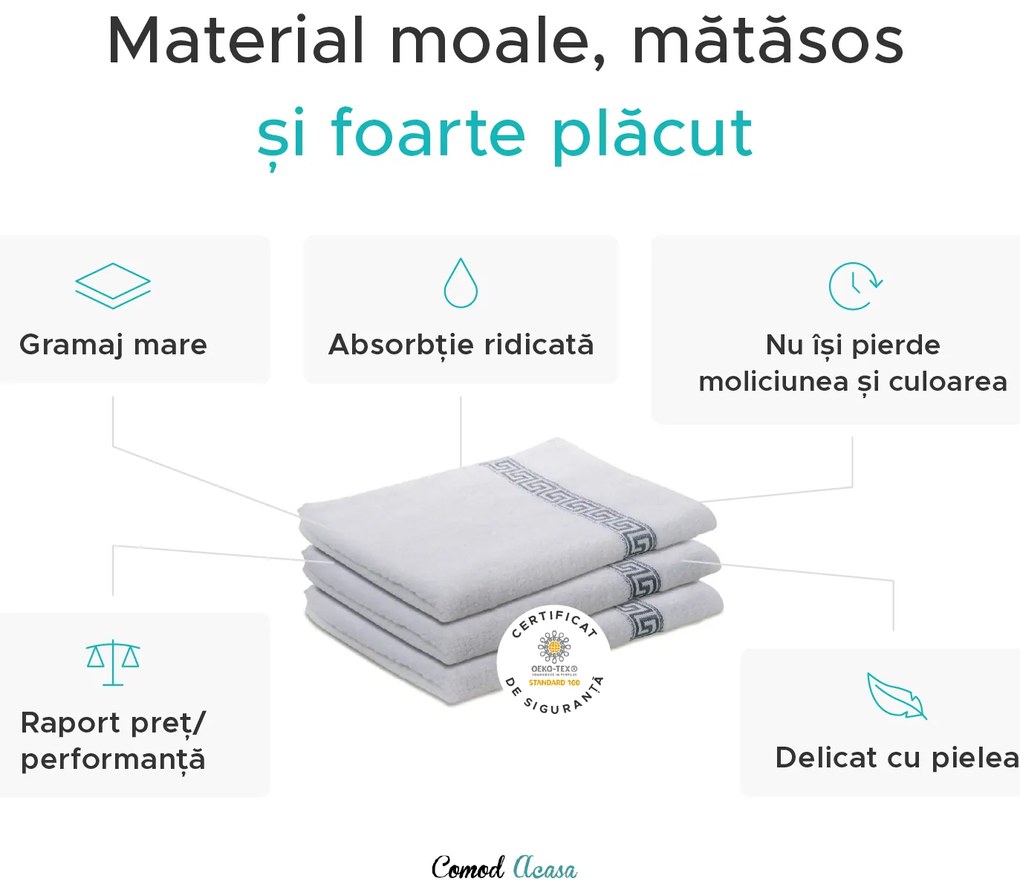 2x prosop GREEK 70x130 cm albastru inchis, 100% bumbac