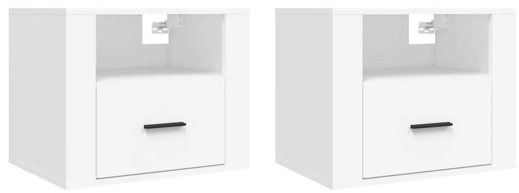 vidaXL Noptiere de perete, 2 buc., alb, 50x36x40 cm