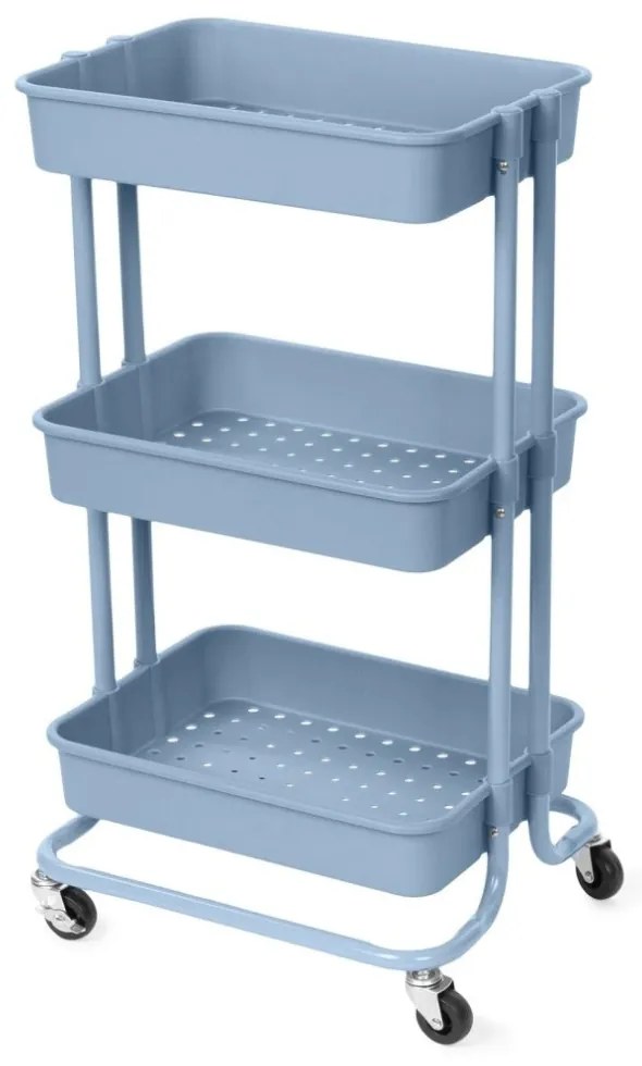 Cărucior de baie Compactor cu roți Grena3 rafturi, 43 x 34,8 x 75 cm, albastru