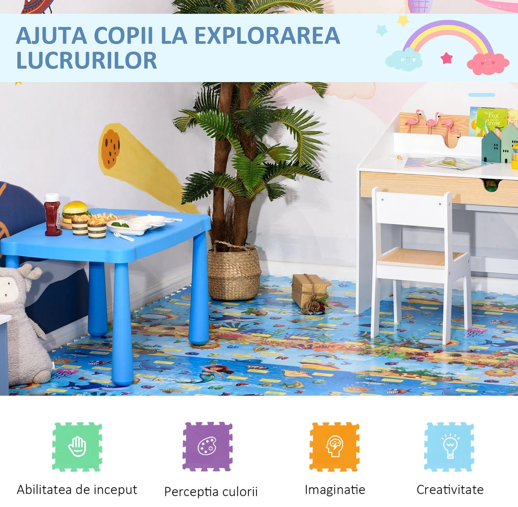 HOMCOM Covoras Puzzle 24 Piese Impermeabil Antiderapant din EVA | Aosom Ro