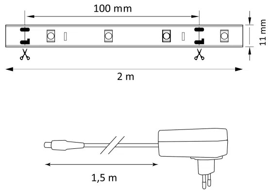 Banda LED RGB MAGIC 2 m, 12W, 230V, reglabilă + telecomandă