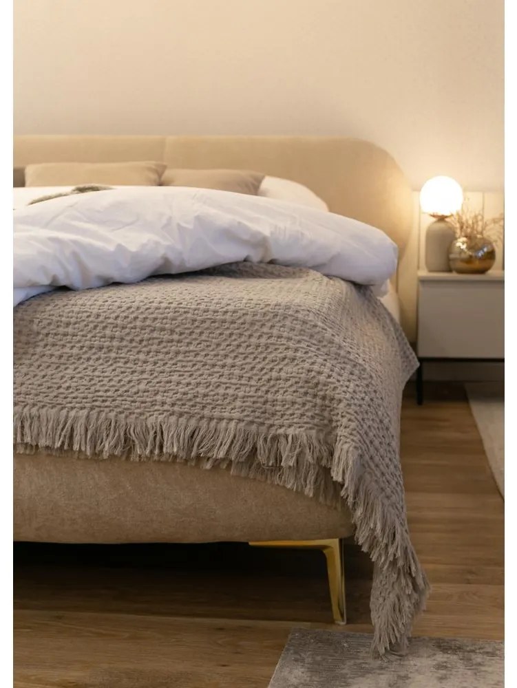 Pat matrimonial 160 cm Octave 160B (cu somieră) (crem + auriu). 1099946