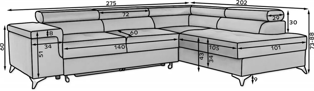 Coltar extensibil Eridano pe stanga Manhattan 38