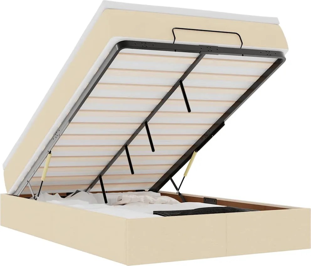vidaXL Cadru de pat otoman cu saltea cremă 120x190 cm țesătură