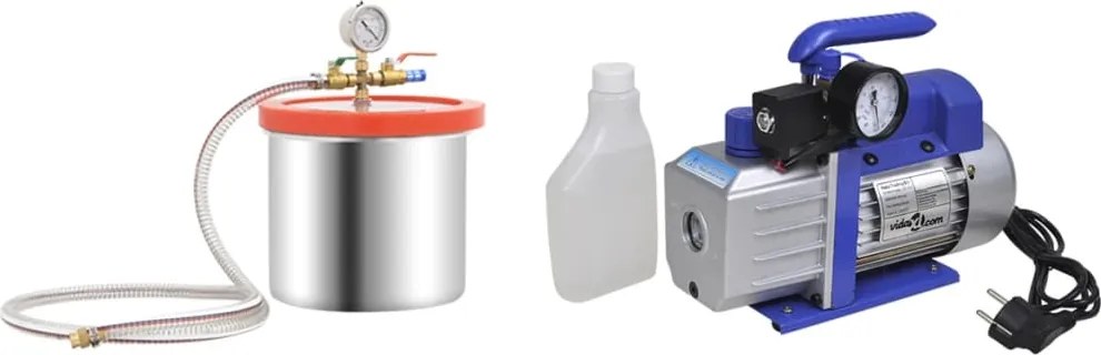 vidaXL Cameră de vid cu pompă cu o singură treaptă, 7,4 L