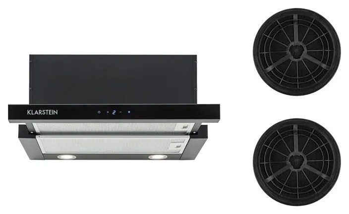Vinea, hotă cu recirculare, 60cm 610m³/hset de filtru cu carbune activ, negru