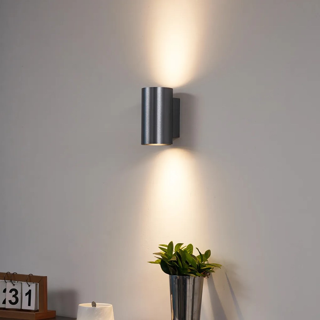Lampă de perete modernă Gunmetal Rotundă cu 2 lumini GU10 50mm - Sandy