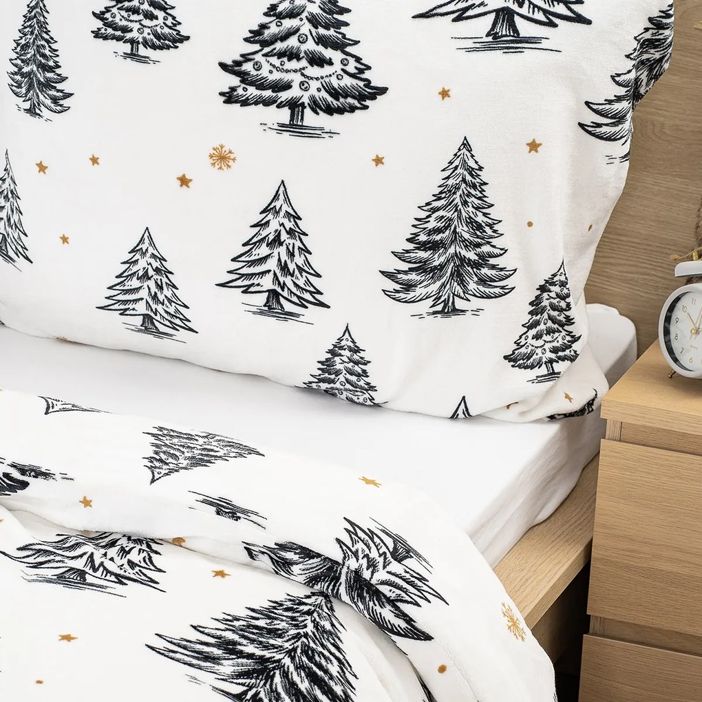 Lenjerie de pat din microflanel 4Home FrostedTrees, 160 x 200 cm, 70 x 80 cm, 160 x 200 cm, 70 x 80 cm
