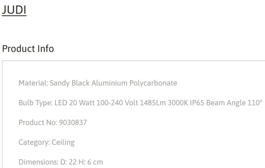 Plafoniera LED pentru iluminat exterior IP65 JUDI D-22cm negru