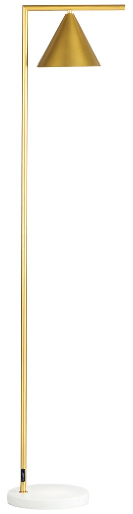 HOMCOM Lampadar pe picior de salon din oţel cu abajur conic orientabil bază marmură 40W 35 x 26 x 153 cm auriu | Aosom Romania