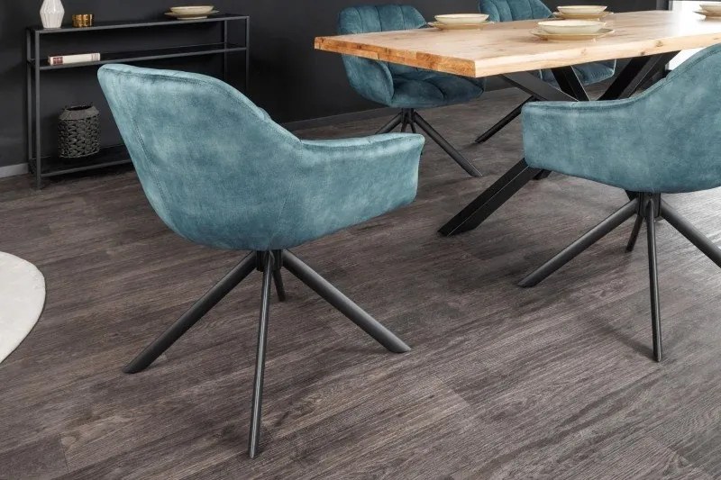 Set 2 scaune pivotante Papillon, catifea albastru inchis