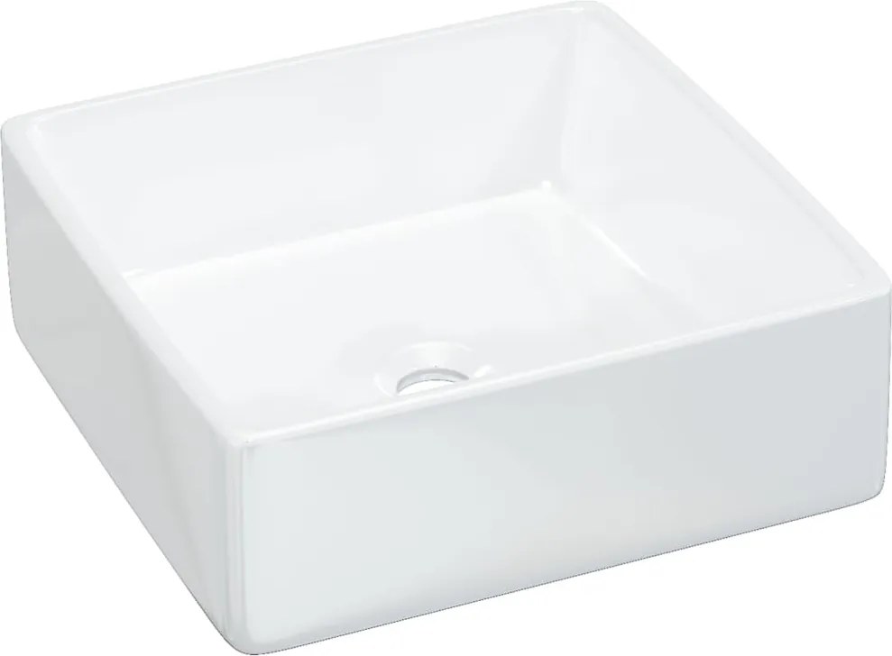 vidaXL Chiuvetă de baie, alb, 37x37x13 cm, ceramică, pătrată