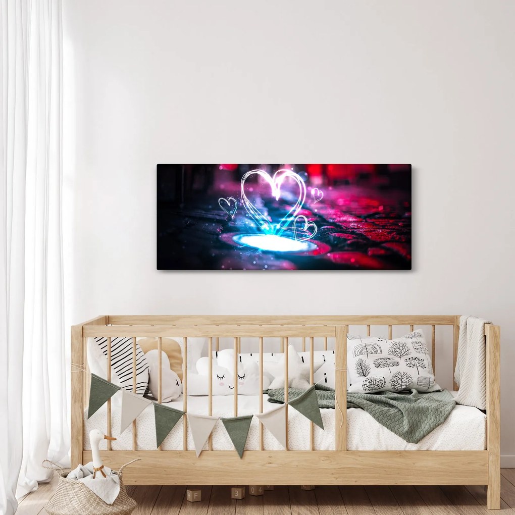 Tablou cu inima iluminată (120x50 cm)